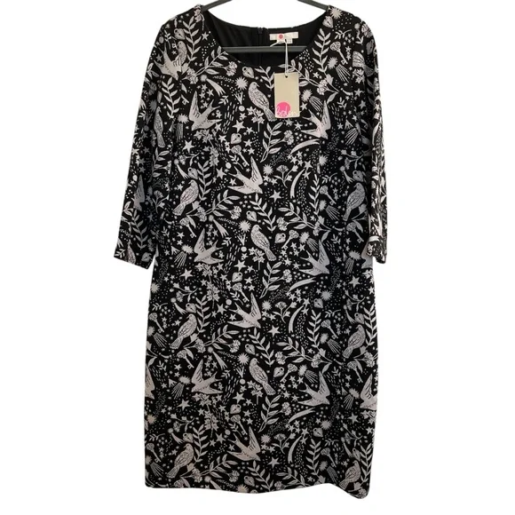 Boden Womens Size US 14 Winifred Dress Black Mystic Woodland Jacquard Bird Print - Picture 1 of 8